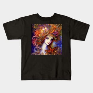 Butterfly And Garden Goddess In Watercolor Kids T-Shirt